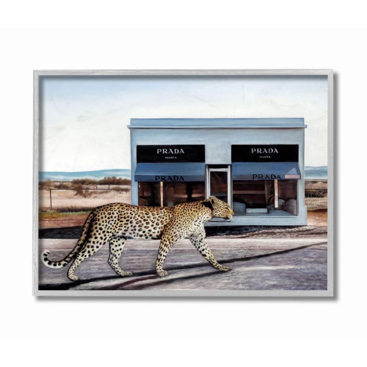 Stupell Industries Fashion Store Cheetah Gray Framed Wall Art